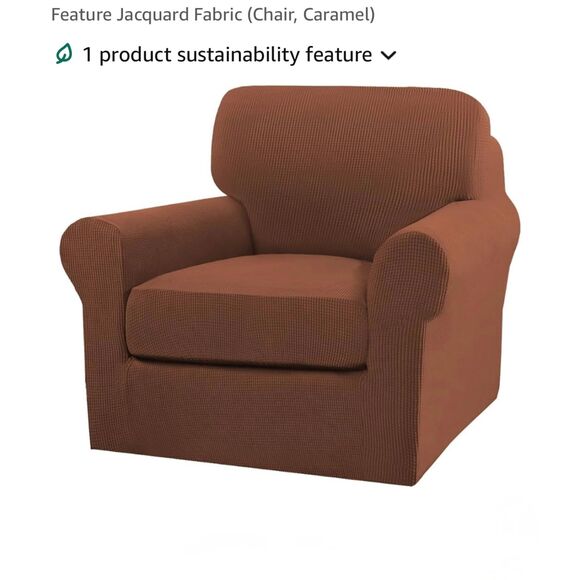 Turquoize 2 Piece Chair Stretch Slipcovers Cover -Protector Chair Color Caramel - Picture 2 of 9